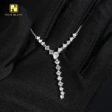 GRA Certificate Iced Out Pear Cut Diamond Women Link Chain 925 Sterling Silver VVS Moissanite Diamond Women Jewelry Necklace