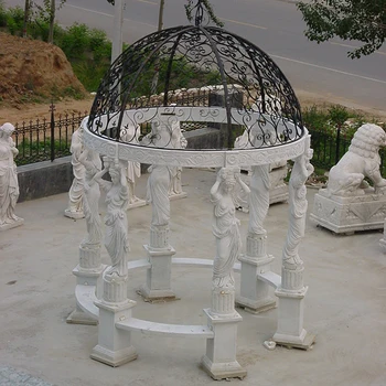 Large size backyard outdoor natural marble luxury garden gazebo for sale with metal top