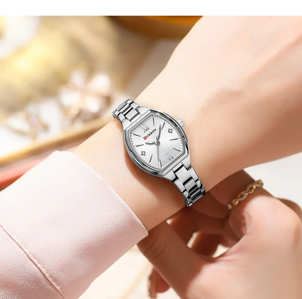 CURREN 9112 Women's Watches Luxury Tonneau Original Top Brand Quartz Watch Waterproof Luminous Hands Femme Wristwatch for Ladies