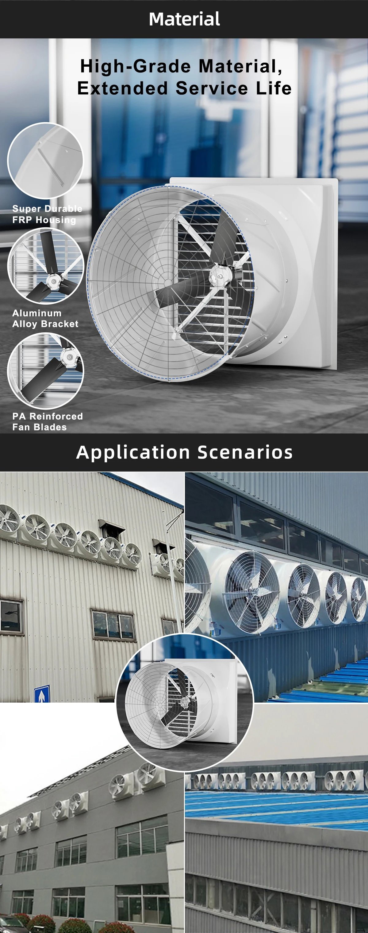 Speed Greenhouse Exhaust Fan, 30%, 2200W - detail 14