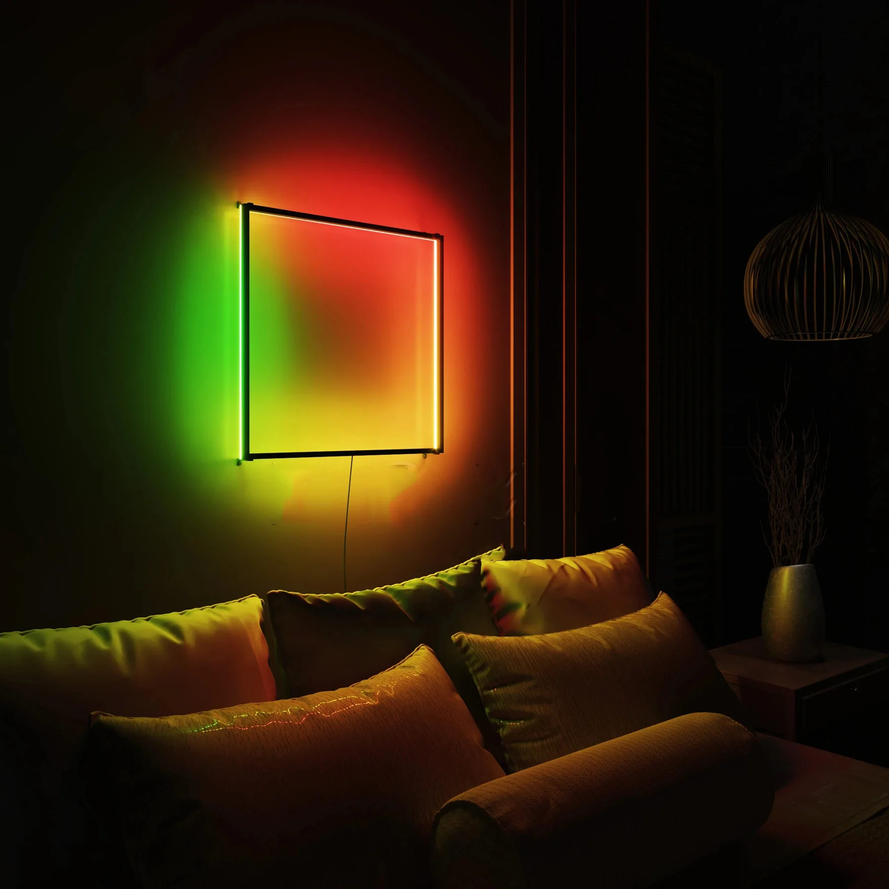 Modern RGB Wall Lamp Indoor Nordic Luxury Aluminum Frame Remote