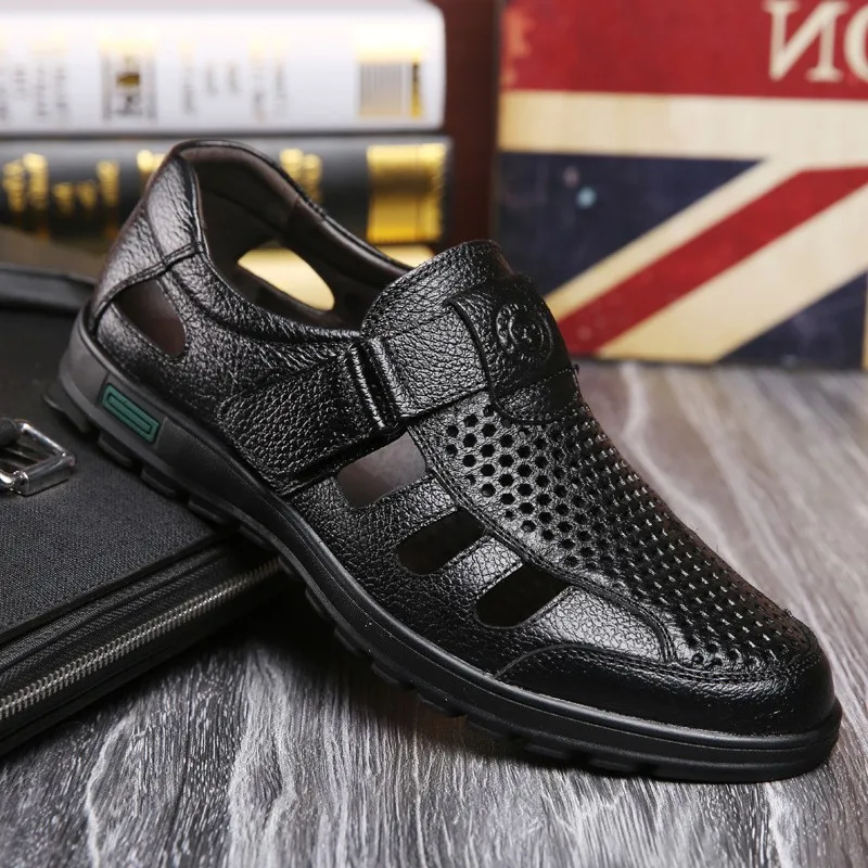 Summer Sandals Men New Genuine Leather Hollow Shoes Beach Style New Arrival Men Sandal