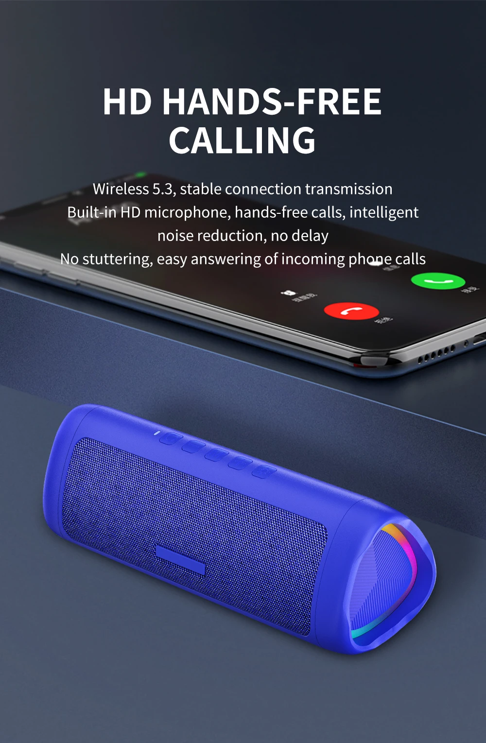 Portable Bluetooth Speaker With Deep Bass And Led Lighting_voghion.com