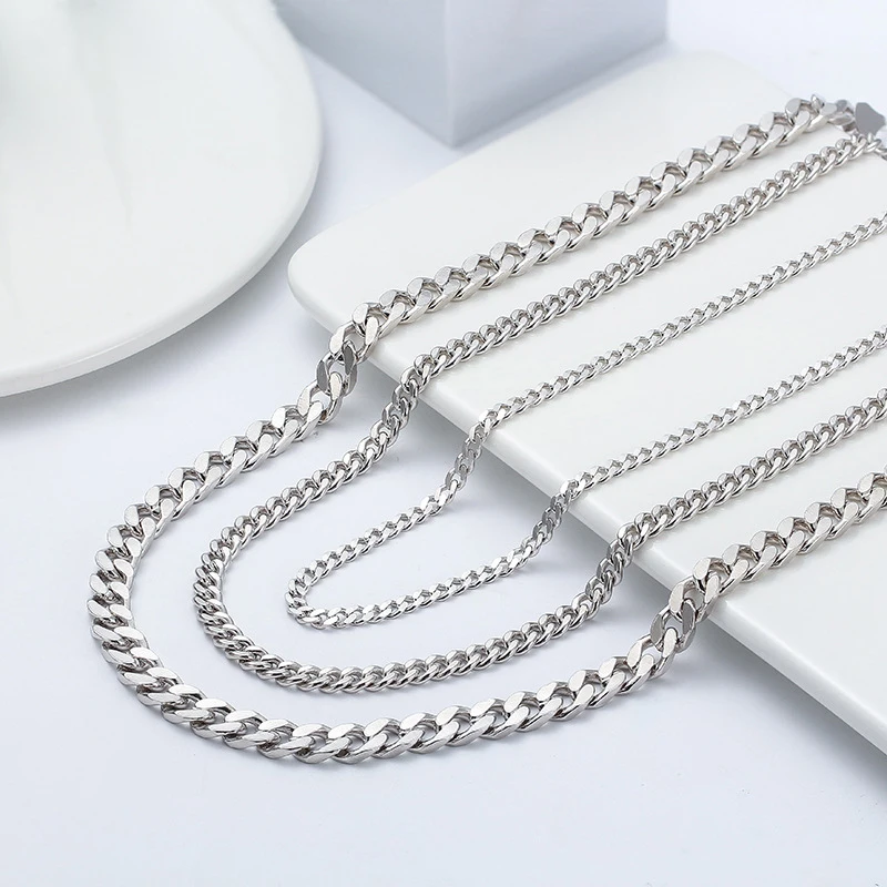 Stainless Steel Curb Chain Necklace 3 Pack - 3.3mm Width, 50cm Length, Silver Gold Black - View #7