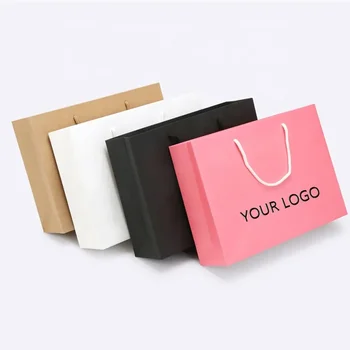 Custom Luxury Clothing Retail Bag Packing Pink Gift Bag Shopping Packaging Paper Bags With Handles For Clothes