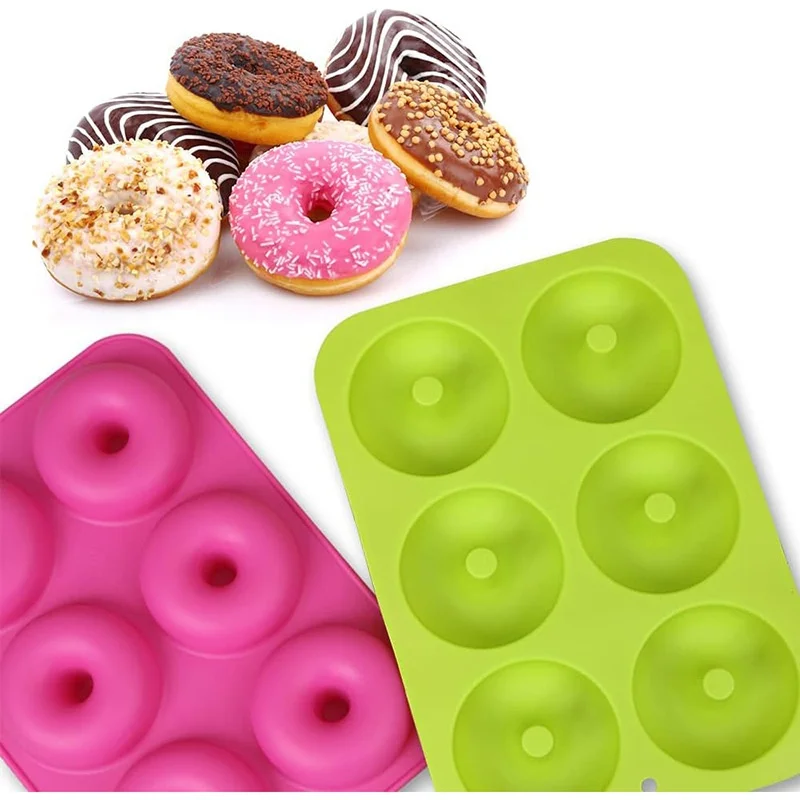 Heat Resistant and Microwave Safe 6-Hole Food Grade Silicone Donut Mold Baking Pan for Cake Tools supplier