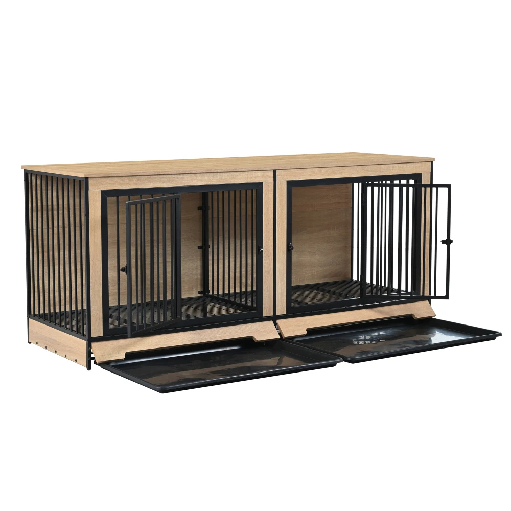 犬用クレート家具2つの組み合わせた部屋、XL大型ダブル犬用ケージ家具
