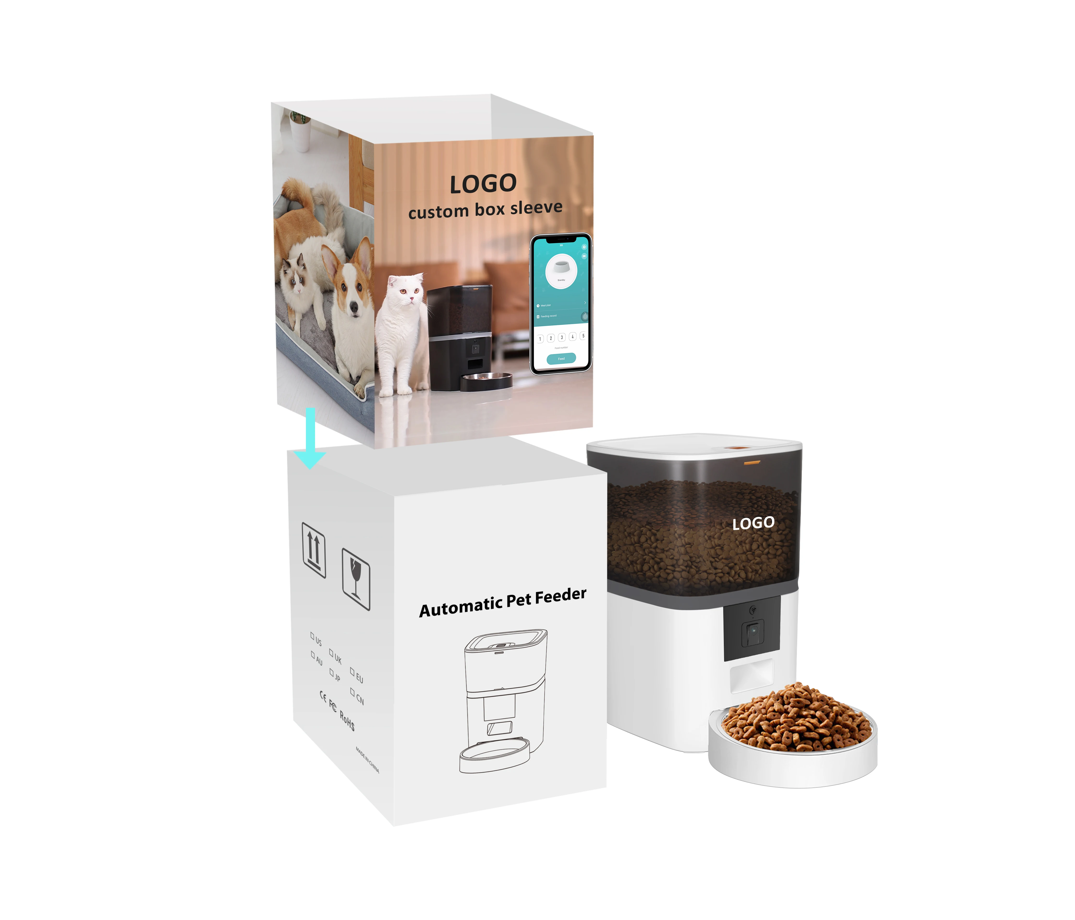 2023 New Automatic Cat Feeders 6l Smart Dog Feeder With Camera Remote