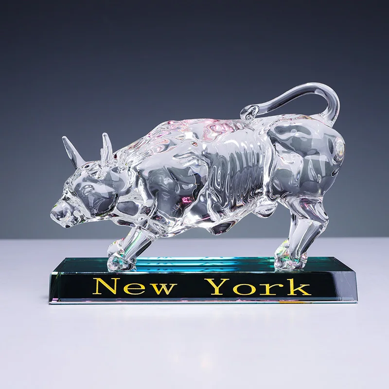 Factory Wholesale Unique Design Clear Wall Street Bulls New York City Souvenirs With Cheap Price manufacture