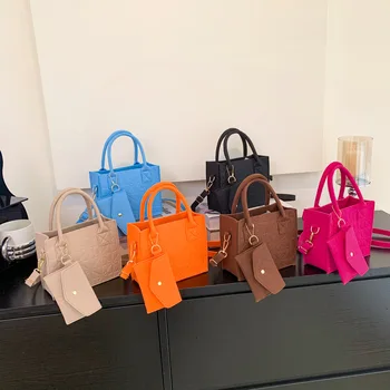 2023 New Solid Color 2-piece Square Bag With Pouch Fashion Handbag For ...
