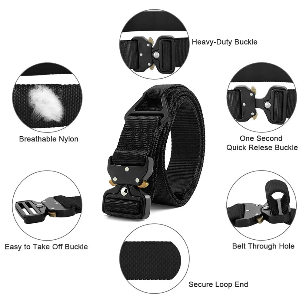 Adjustable Tactical Rigger Belt Nylon Webbing Utility Belt with Heavy Duty Quick-Release Buckle Tactical Rigger Belts