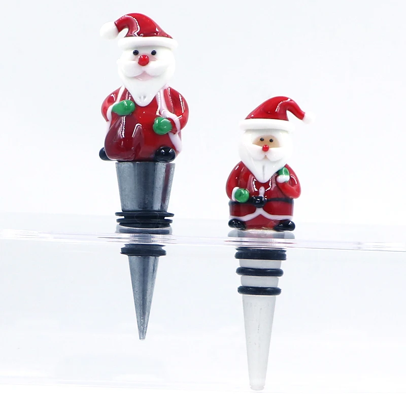 Handmade Santa Shaped Glass Wine Stopper