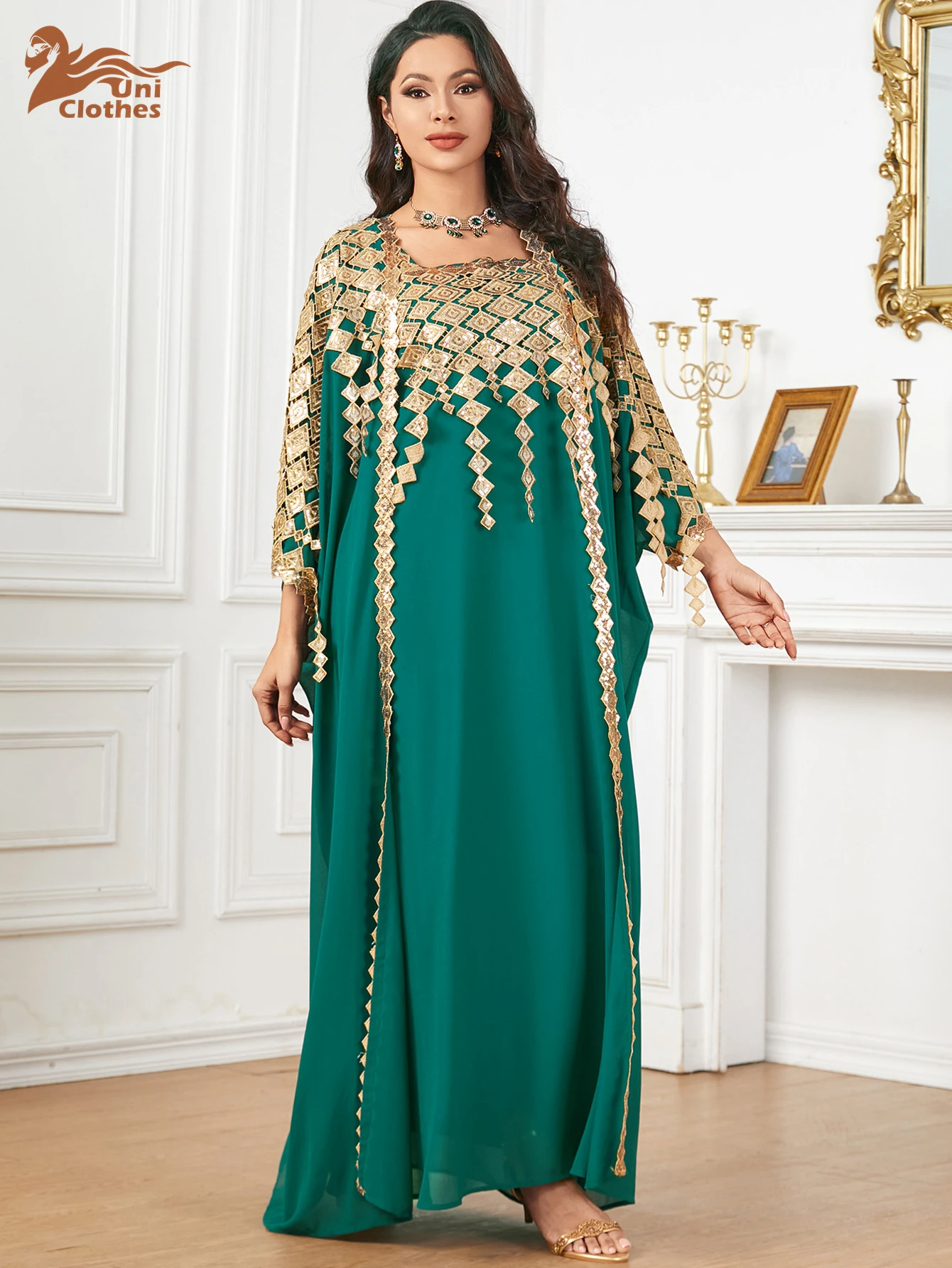 Morocco Sequin Diamond Abaya Dress - Elegant Muslim Fashion Caftan for  Evening Parties, Lightweight & Breathable Women's Wear