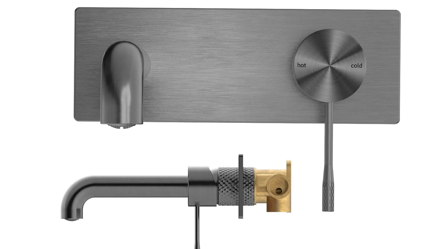 Wall Mounted Knurled Bath Shower Faucet Single Handle Hot And Cold