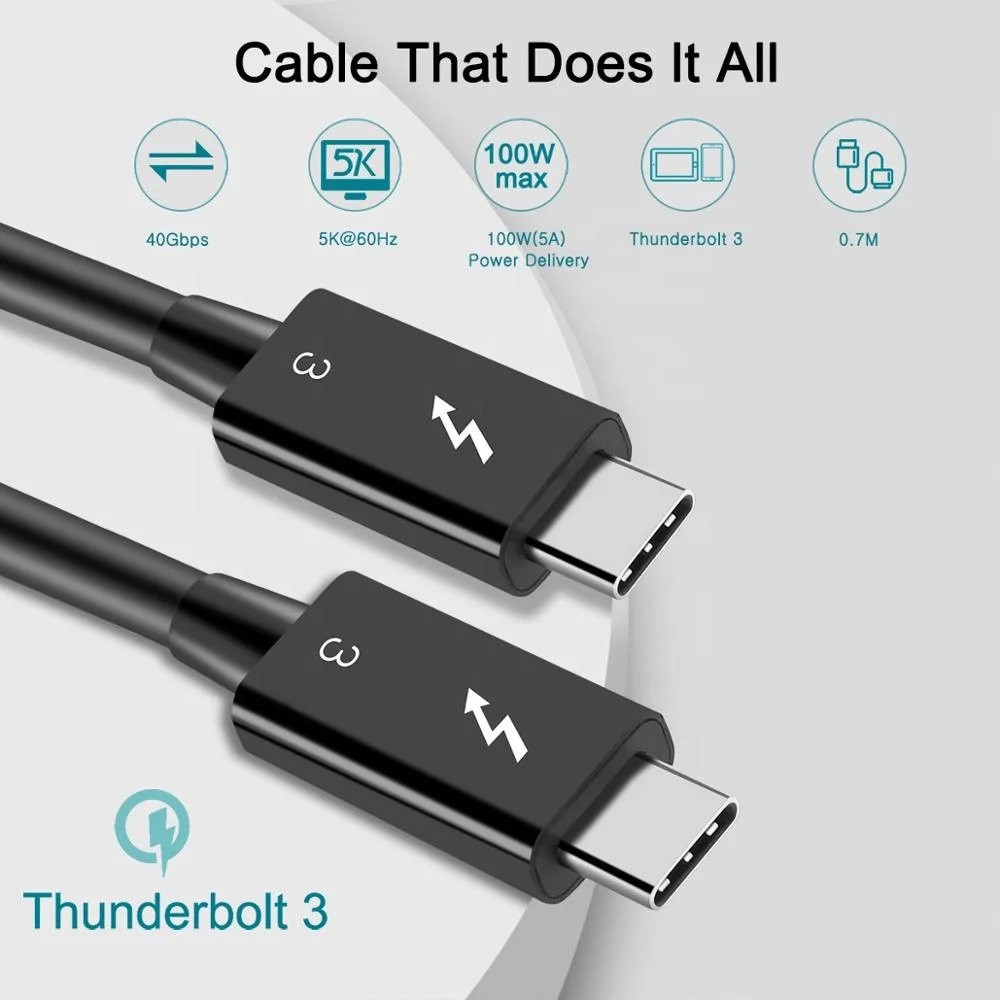 
 Размер 40 Гбит/с 5K PD 100w Type-C кабель USB Type-C с функцией быстрой зарядки Usb4 Thunderbolt 3 линии передачи данных кабель для Macbook Pro  