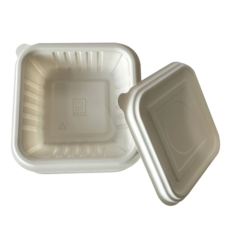 Disposable 100% Natural Compostable Sugarcane Clamshell Biodegradable Take Out Food Containers Bagasse Packaging Lunch Box