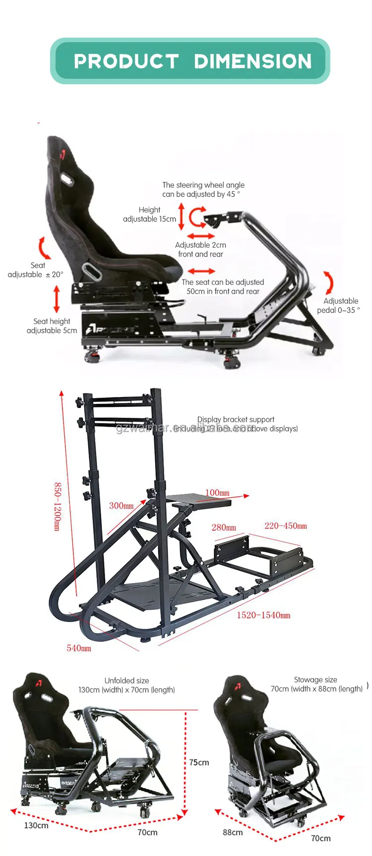 Waimar Popular Style Driving Simulator Chair Ps 4 Racing Seat Gaming