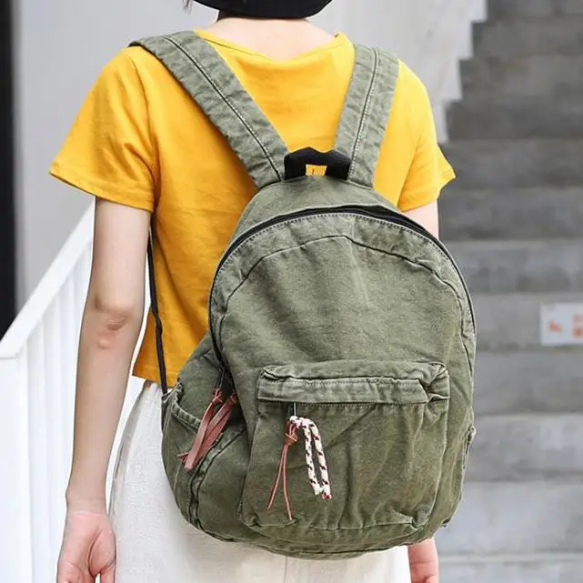 Best Affordable Washed Canvas Small Fashion Mini Travel Backpack For