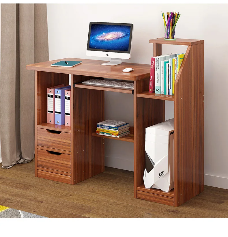 Drawer Corner PC Table Home Office Study Bookcase  Computer Desk With Bookshelf