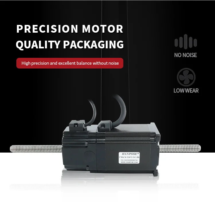 product hanpose screw motor 28a 189ncm 57ha76 t102 yc pd 300mm nema23 straight through with permanent magnet brake stepper motor-5