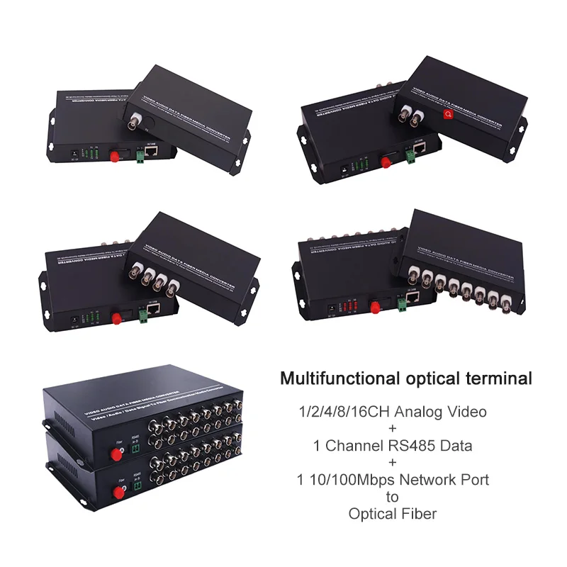 2/4/8/16 Channel Bnc Analog Video To Fiber Optic Terminal Converter
