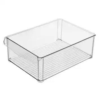 Rectangle Plastic Transparent Fridge Storage Organizer Stackable Refrigerator Kitchen Food Storage Box with lids