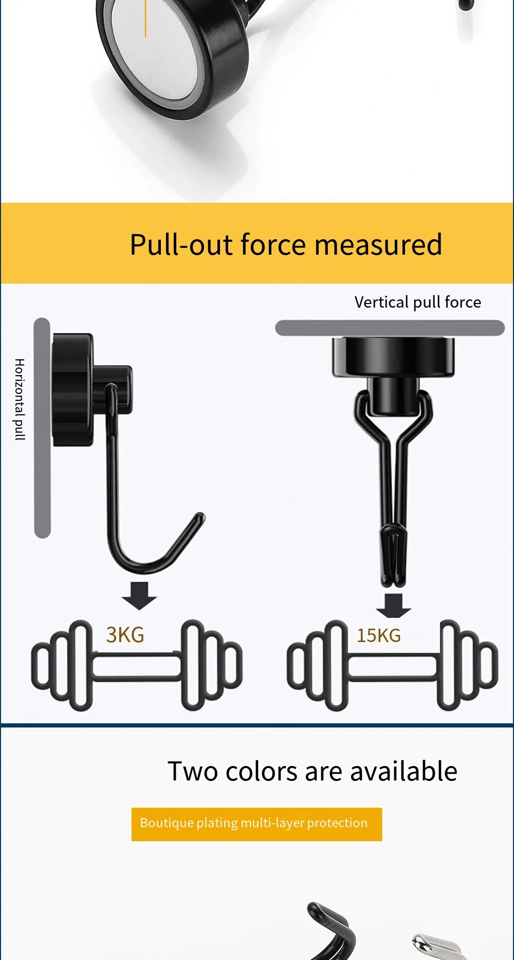 Spot wholesale NdFeb strong magnetic rotation magnetic hook magnetic magnetic kitchen refrigerator security door behind the hook manufacture