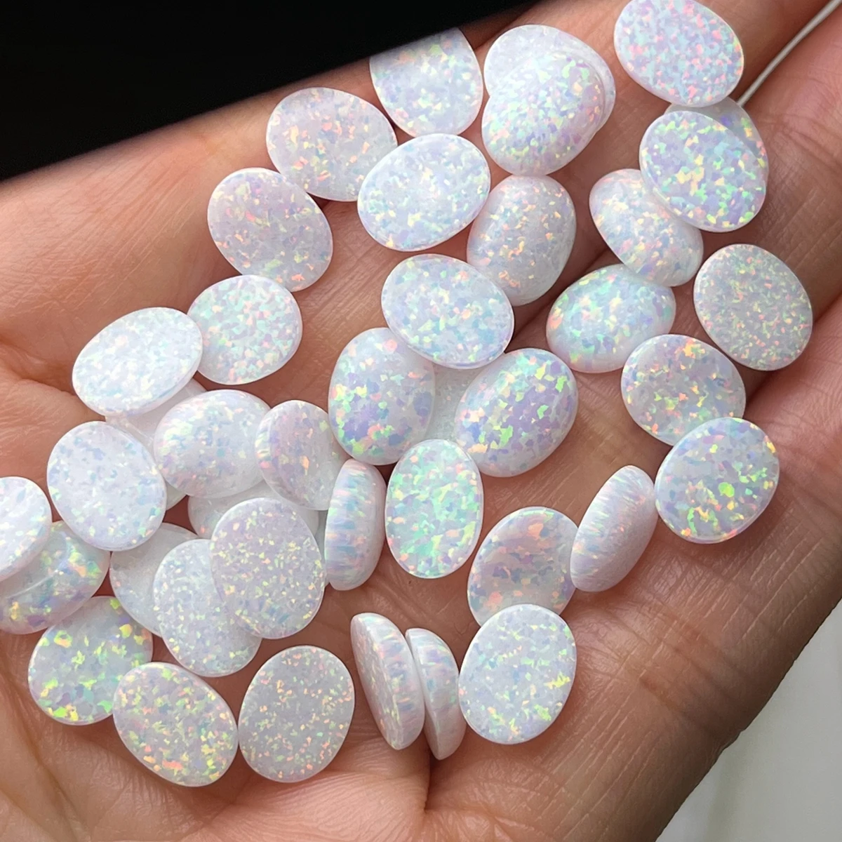 白雪姫オパール6x 8mmラボ栽培OP17合成オパールストーンDIY