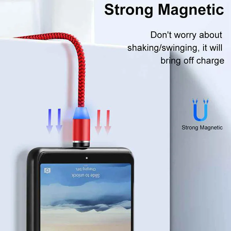 1m 2m 3m LED Magnetico 3 In1 Cavo Di Ricarica Android USB 2.0 Di Alta Qualità Cavo Micro USB In Nylon A Ricarica Rapida Per Caricabatterie Per Telefono X - Foto 8