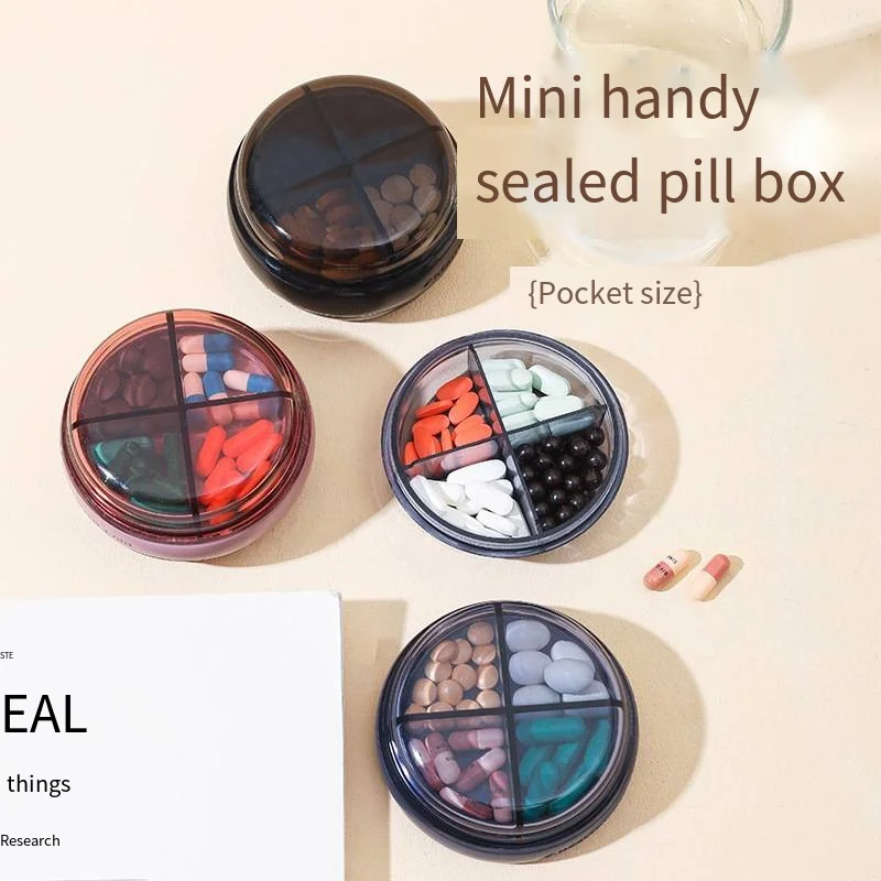 New double-layer mini portable medicine box is a round sealed moisture-proof medicine box