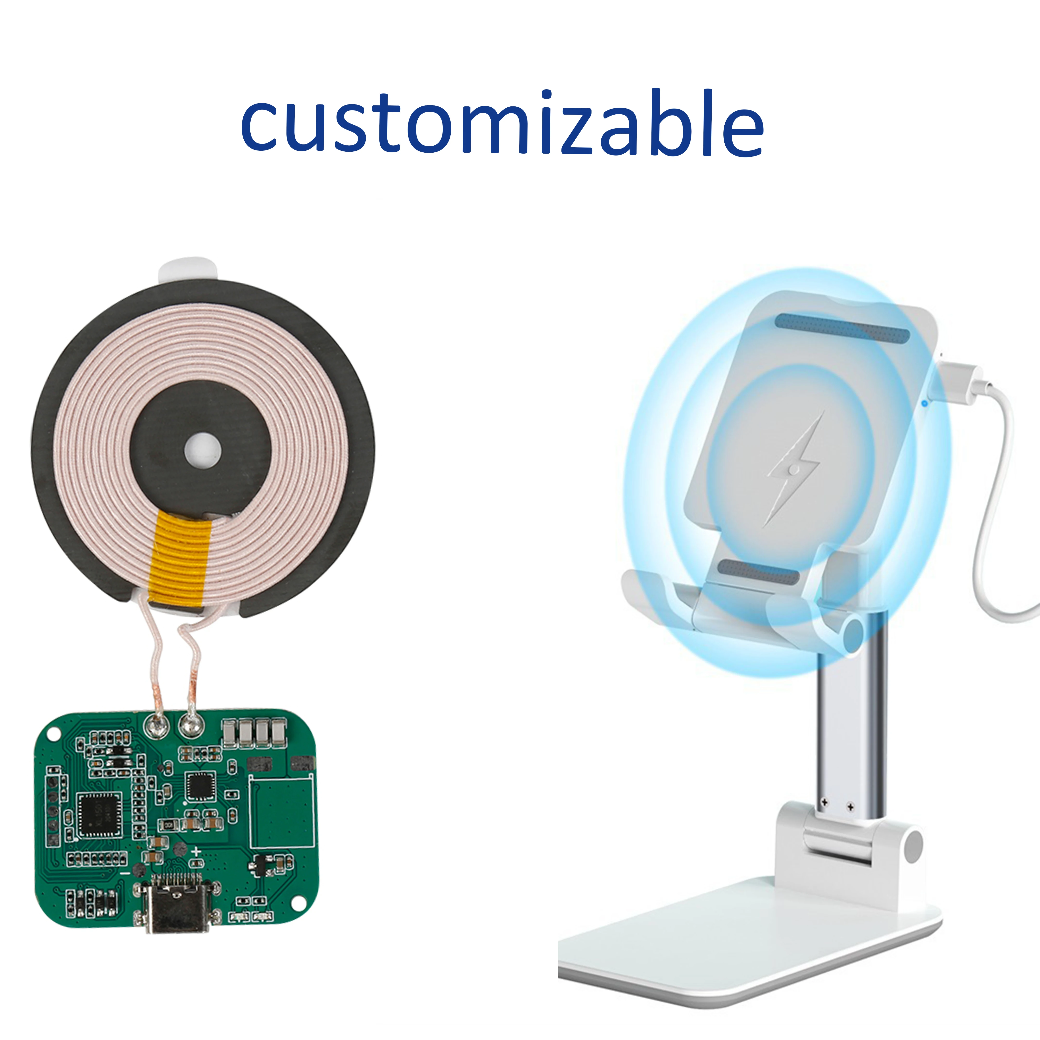 All Phones Transmitter Receiver PCBA Coil + PCB Wireless Charging Module for Android Charger Type C 100W Output Power 5V/2A