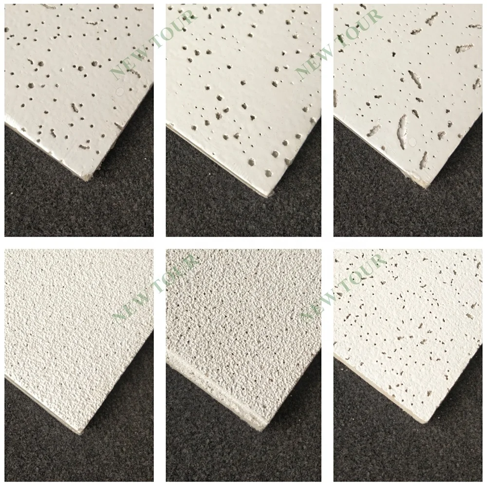 Acoustic Ceiling Board Pin Hole Tegular Edge Mineral Fiber Square ISO Mall Modern Small Gypsum Ceiling Board Making NEW TOUR