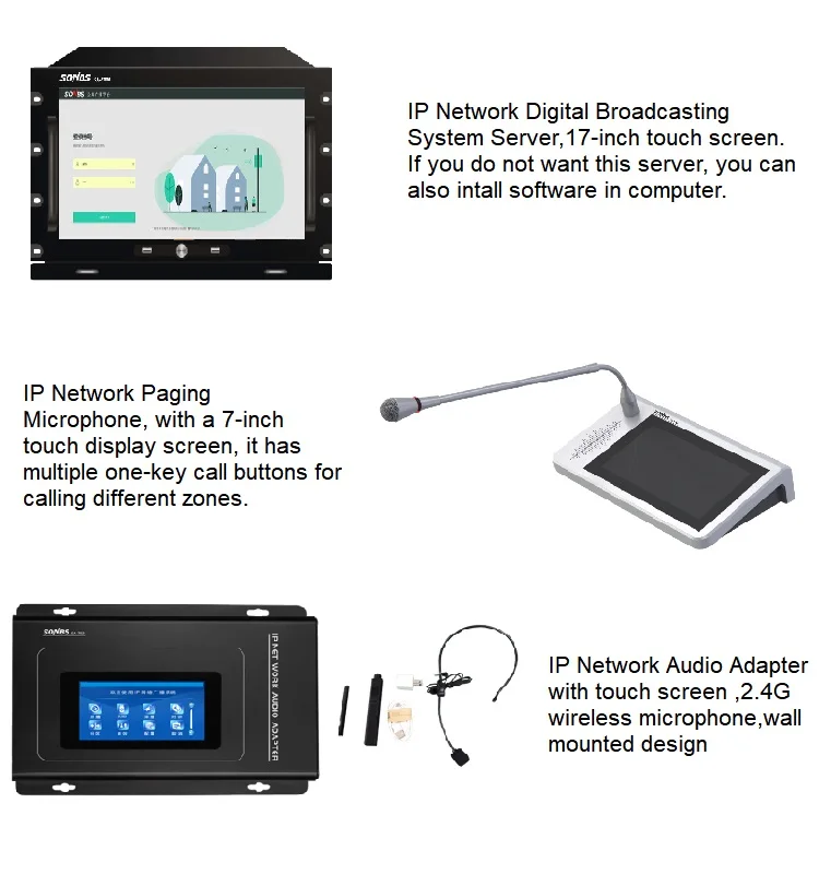 Ip Based Network Digital Broadcasting Multi Room Audio pa System Public Adress System Full Set for Church