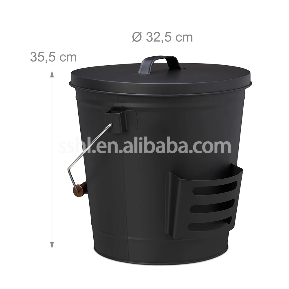 Black Metal Ash Bucket With Lid And Shovel Coal Bucket Buy Ash Coal