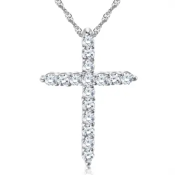 RINNTIN ON56 cross necklace for women men brass cubic zircon jewelry wholesale