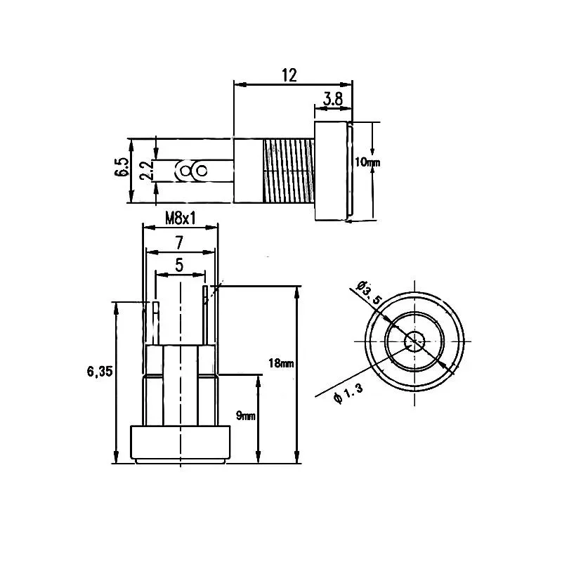 Dc Power Supply Jack Socket 3.5mm 1.35mm Plug Adapter 2 Terminal Types