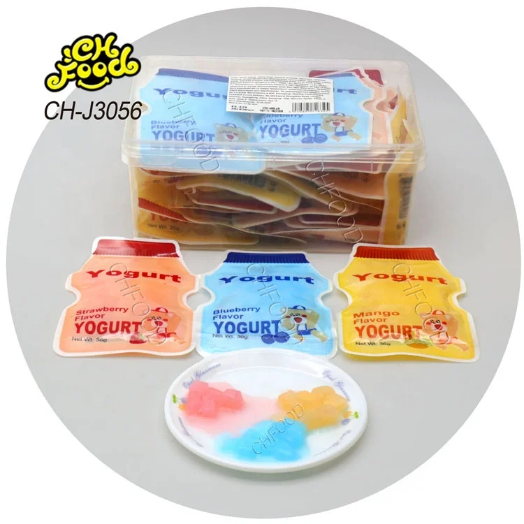 Halal Yogurt Bottle Shape Bag Packing Jelly Pudding Fruit Flavor Sweet Candy Snack Wholesale and OEM