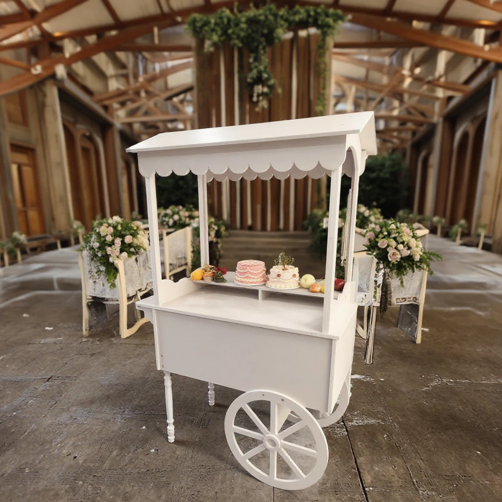 Customizable Collapsible Candy Car with Floral Wheels for Wedding Children's Christmas Party & Dessert Candy Bar Cart Decoration