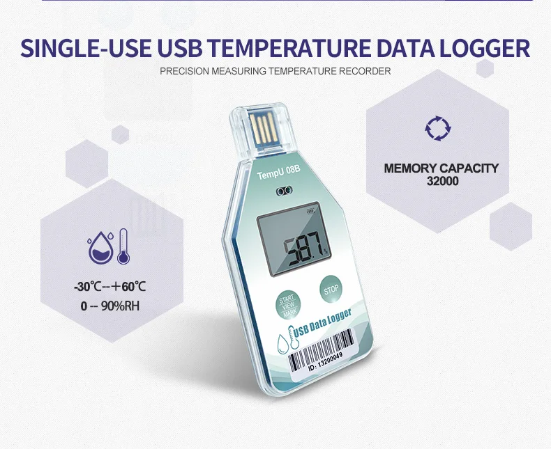 Single-use Cold Chain Data Logger Usb Temperature Thermometer With Lcd ...