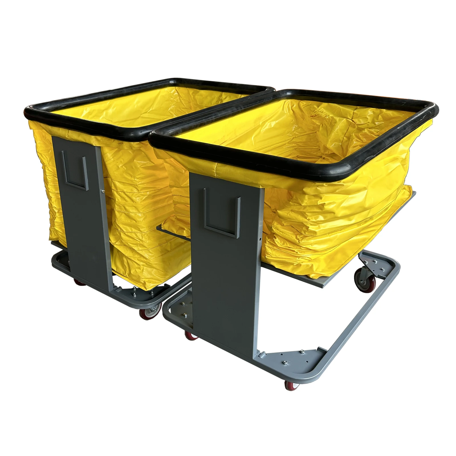 High Quality Self Leveling Logistics Folding Trolley Cart Spring Loaded Stainless Steel Metal Warehouse Logistic Store Trolleys