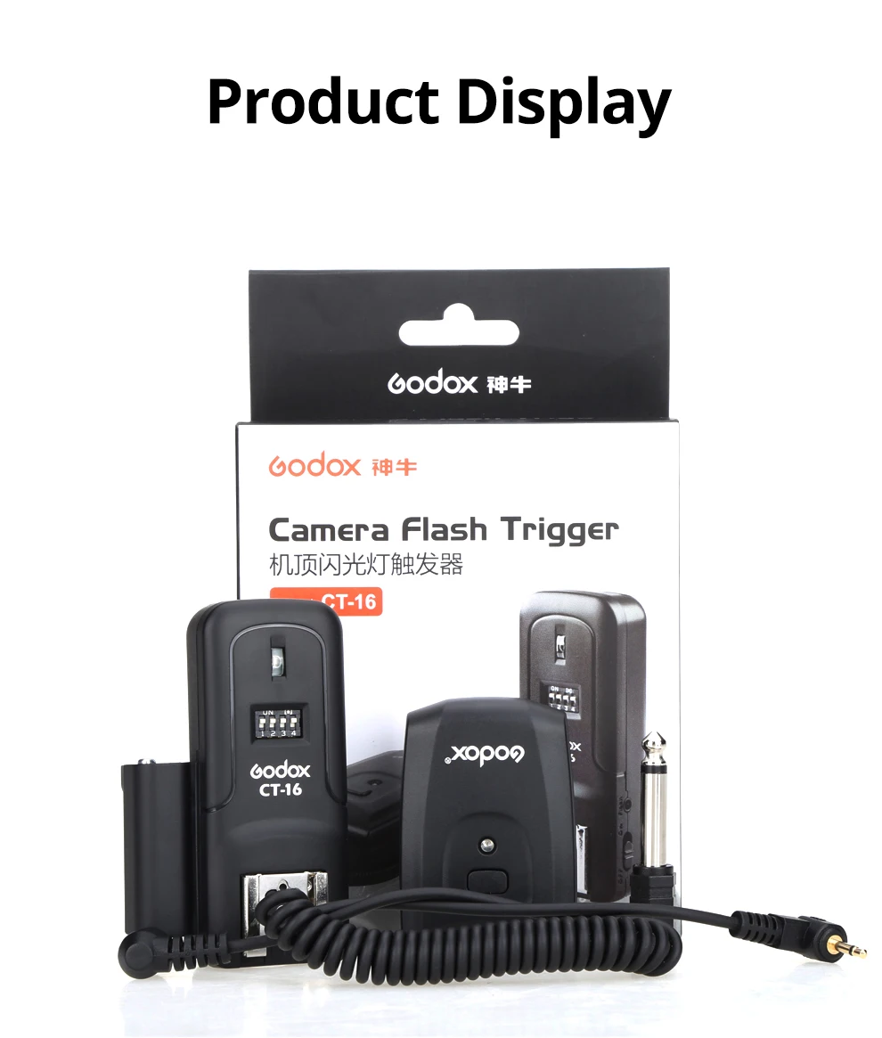 Godox CT-16 16 Channels Wireless Radio Flash Trigger Transmitter + Receiver Set for Canon Nikon Pentax Studio Flash