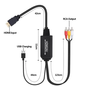 OZV6 1080P HDMI to AV 3RCA CVBs RCA Converter Cable Video Audio Adapter Supports NTSC for PC, Laptop, HDTV, DVD, VHC VCR