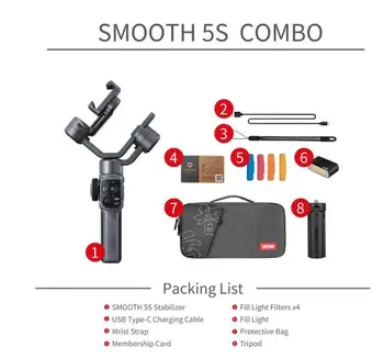 ZHIYUN Smooth 5S Combo Phone Handheld Gimbal Stabilizer 3 - Axis Phone Gimbal ZHIYUN Smooth 5S for iPhone Samsung Huawei Xiaomi detail image
