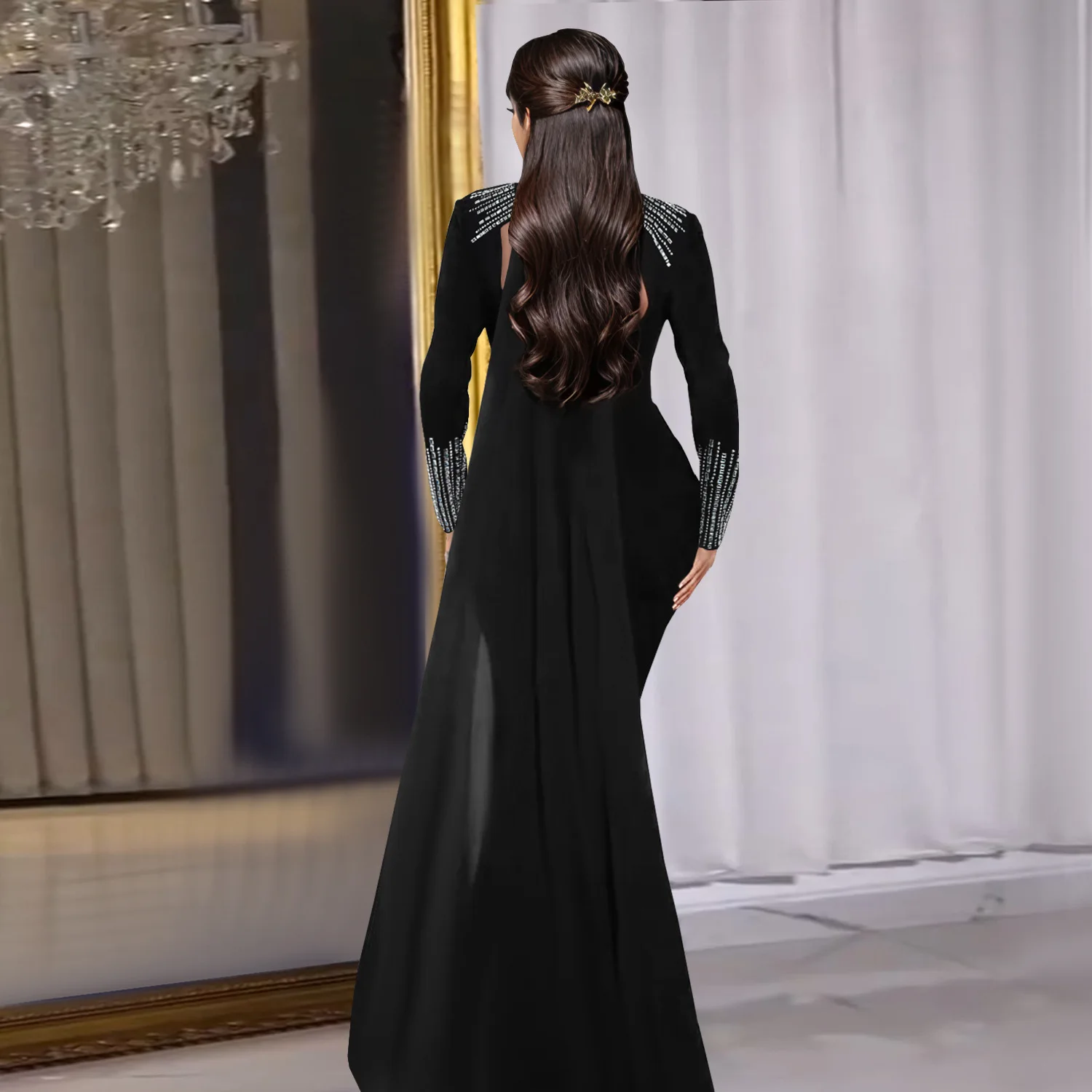 C7381 Women's Elegant Long Sleeve Tight Dress European American Fashion Sequined Ball Gown Cross-border For Amazon Aliexpress C7381 Women's Elegant Long Sleeve Tight Dress European American Fashion Sequined Ball Gown Cross-border For Amazon Aliexpress