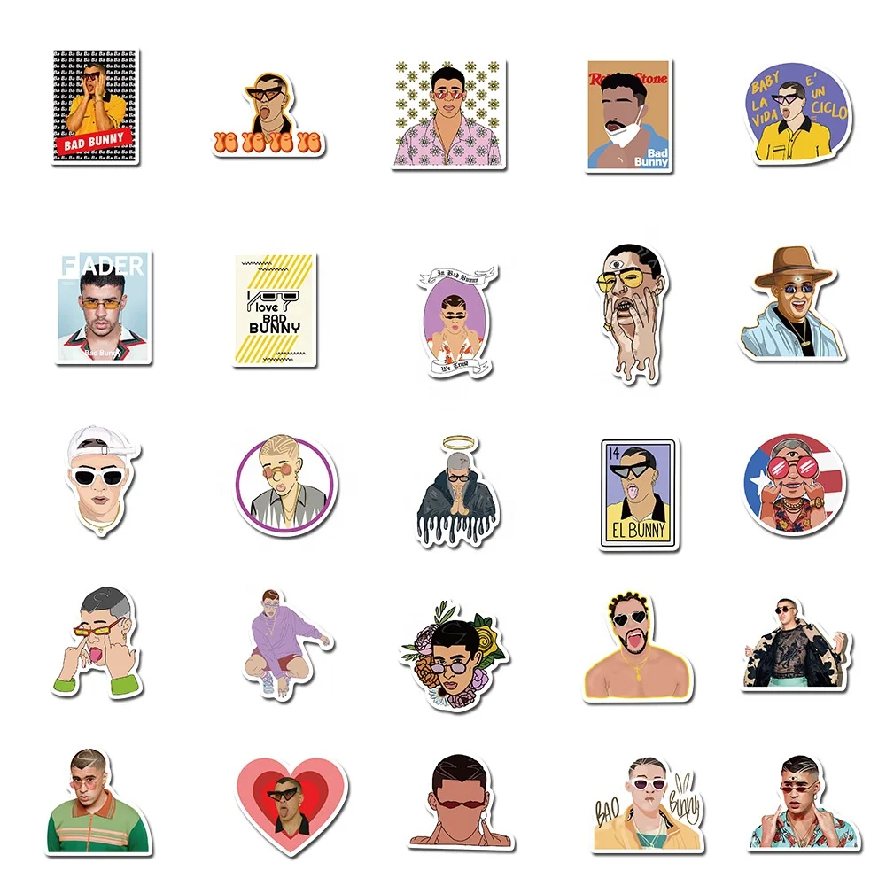 Pop Singer Bad Bunny Stickers for Laptop and Computer【50 PCS】Network  Popular Meme Waterproof Vinyl S…See more Pop Singer Bad Bunny Stickers for  Laptop