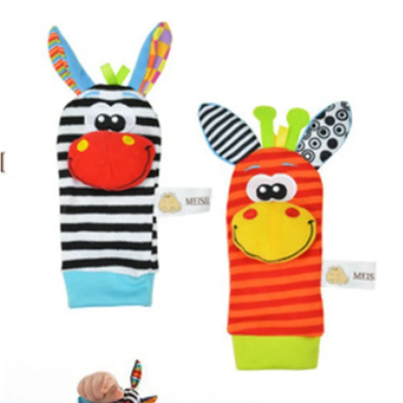 Высокое качество оптовая продажа милые новорожденные игрушки животных Наручные Ремни и носки звенящий колокольчик игрушка