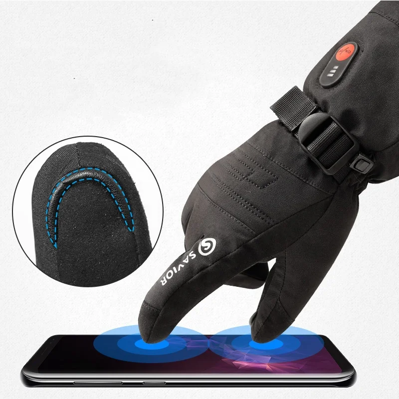 SAVIOR Unisex Waterproof Fast Heating Hand Warmer Electric Heated Gloves With Battery for Skiing Hiking