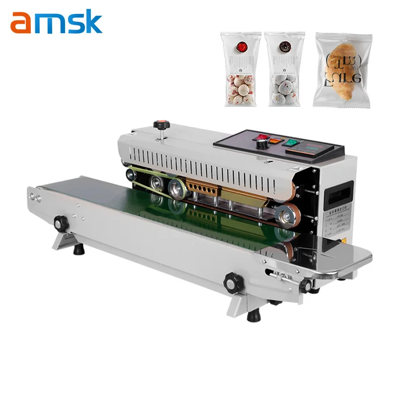 FR-900 Updated with Print Digital Temperature Control Bag Pouch Band Sealer Metal Gear Motor Packaging Machine Sealing Machine