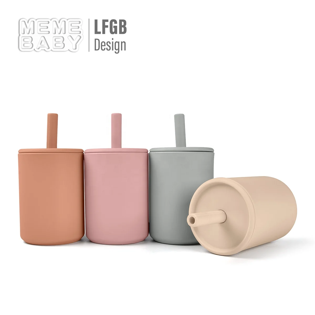 Детская силиконовая чашка с соломой