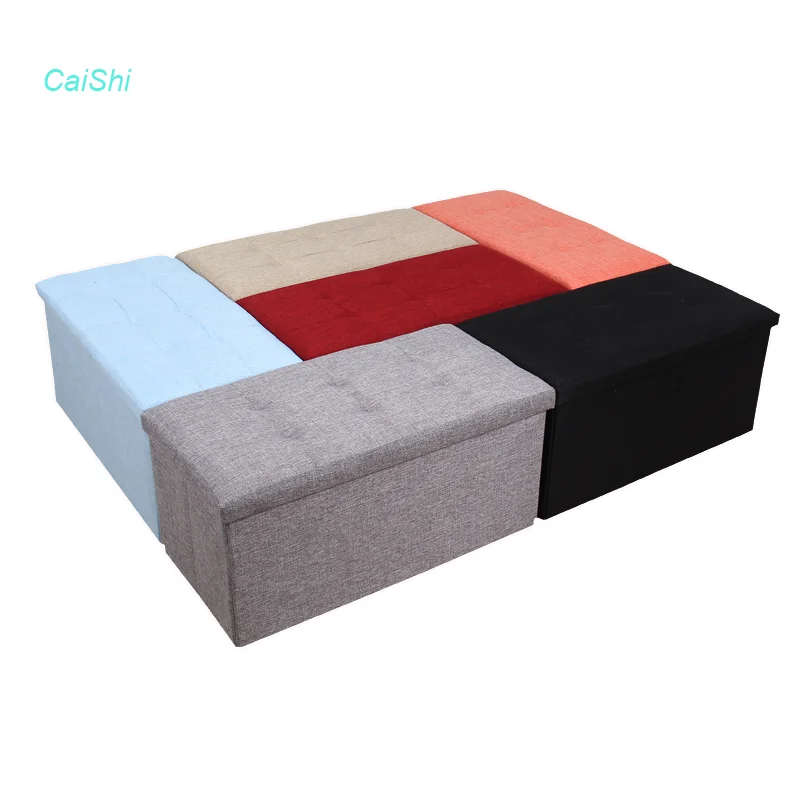 Factory Custom Linen Folding Compressed Sofa Couch & Ottoman Storage Bench Fabric Storage Box for Bedroom or Apartment